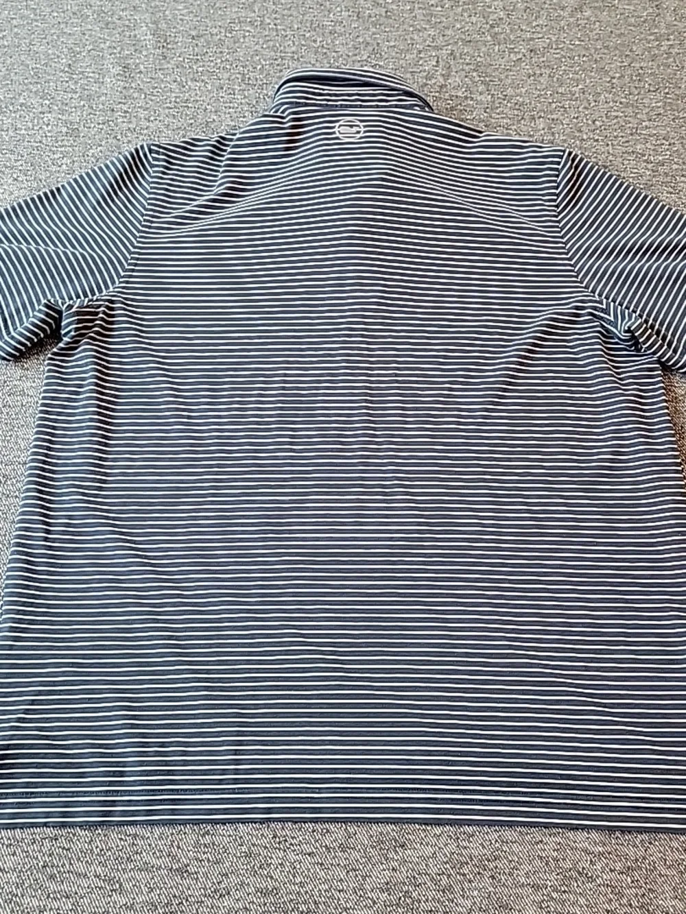 Jim Nantz Vineyard Vines Polo Shirt Men's XL Blue White Striped Performance Golf